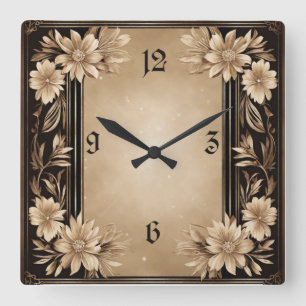 Horloge Carrée Fleur Art déco