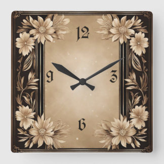 Horloge Carrée Fleur Art déco