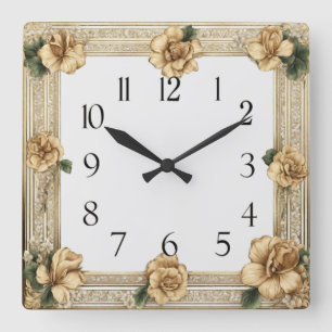 Horloge Carrée Fleur Art déco