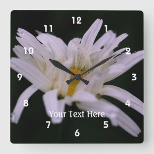 Horloge Carrée Fleur blanc sauvage pétales