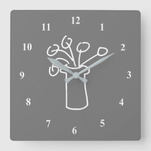Horloge Carrée Fleur blanche moderne contart