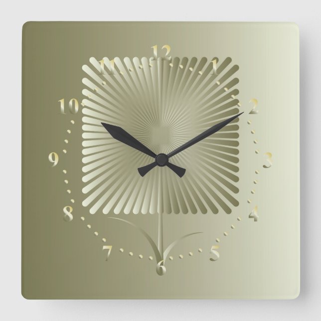 Horloge Carrée Fleur carré d'or (Recto)