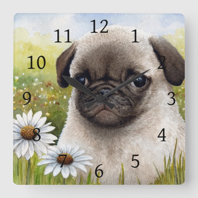 Horloge Carrée Fleur Daisy Carlin Dog 114 (Recto)
