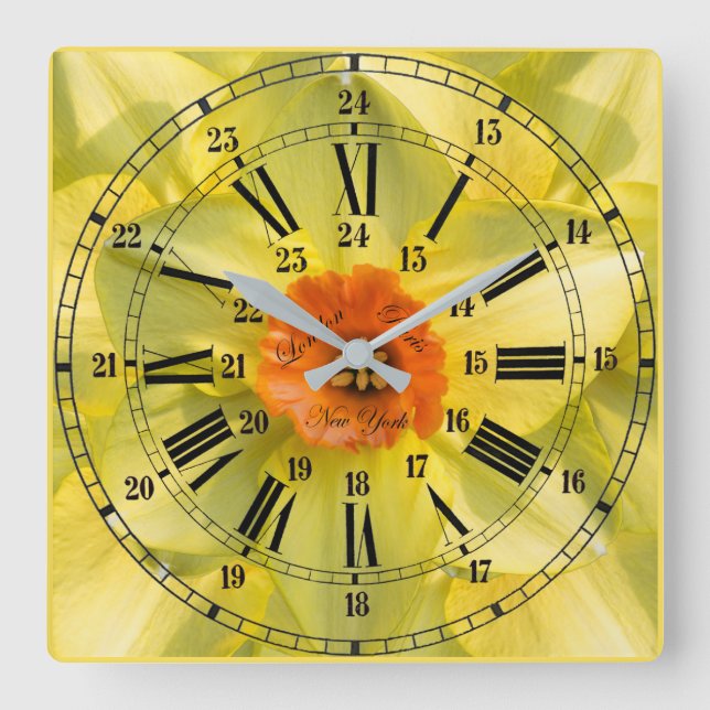 Horloge Carrée Fleur de 24 heures (Recto)
