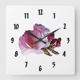 Horloge Carrée Fleur de cerisier et bourgeons
