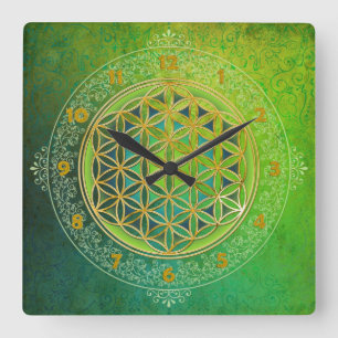 Horloge Carrée Fleur de la vie - ornement II