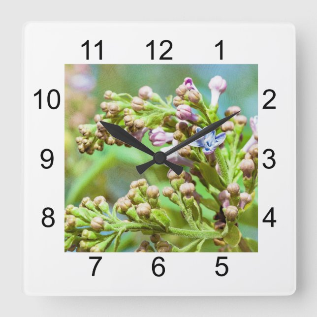 Horloge Carrée Fleur de lilas - Primus Inter Pares (Recto)
