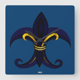 Horloge Carrée Fleur de Lis Blue