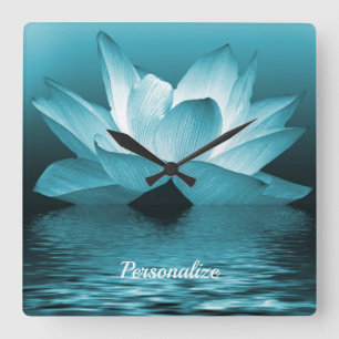 Horloge Carrée Fleur de Lotus Élégante Océan Zen Yoga Méditation
