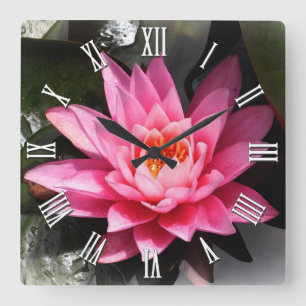 Horloge Carrée Fleur de Lotus, Paix intérieure, Méditation