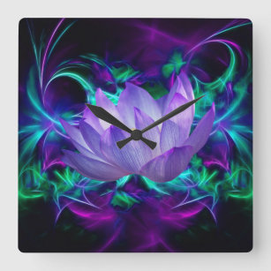 Horloge Carrée Fleur de lotus pourpre et sa signification