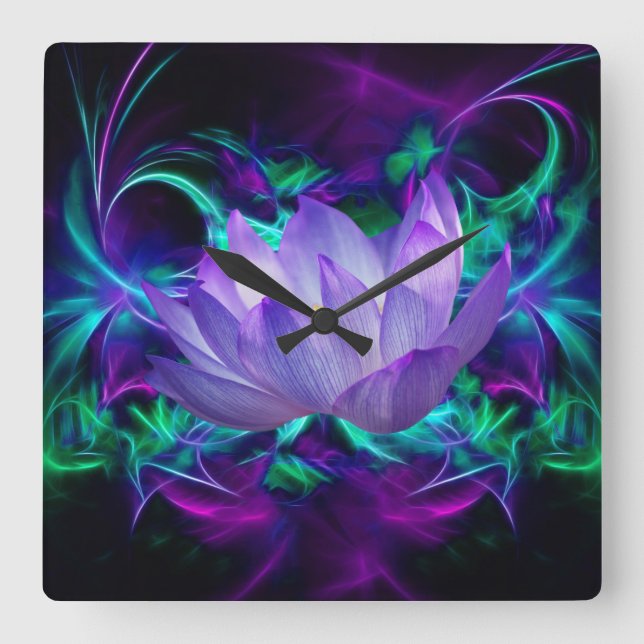 Horloge Carrée Fleur de lotus pourpre et sa signification (Recto)