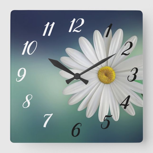 Horloge Carrée Fleur de marguerite (Recto)