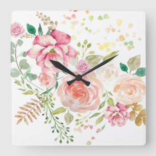 Horloge Carrée fleur de printemps