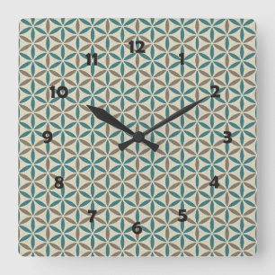 Horloge Carrée Fleur de Vie - motif de tampon - BG 1