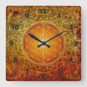Horloge Carrée Fleur de vie - Ornement III