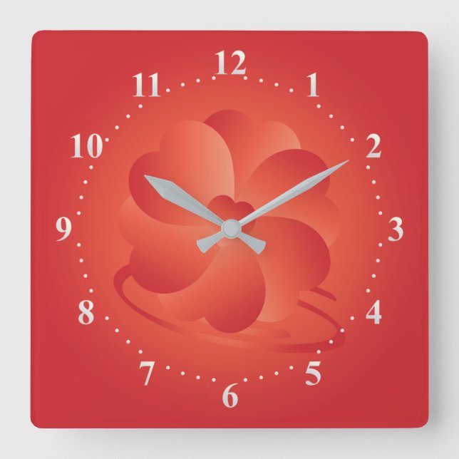 Horloge Carrée Fleur des coeurs (Recto)