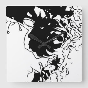 Horloge Carrée Fleur Doodle