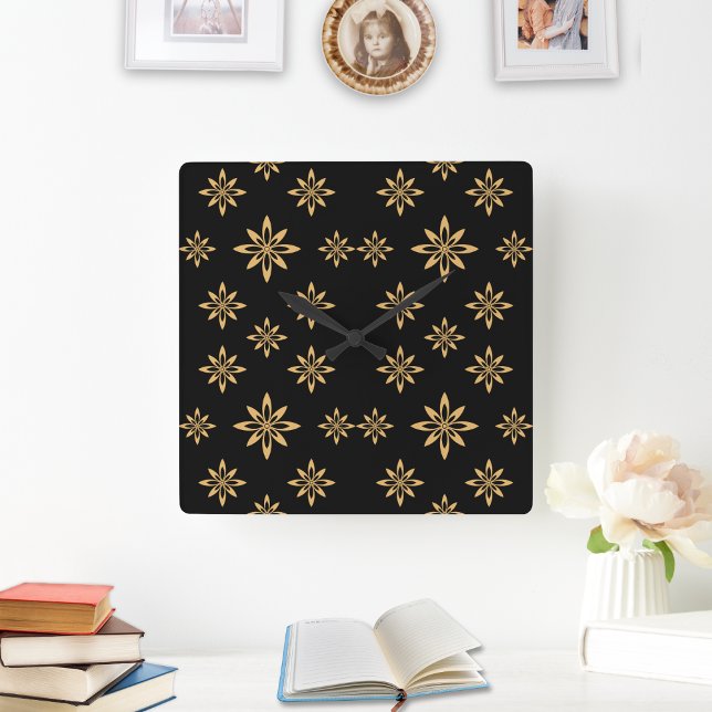 Horloge Carrée Fleur foetale géométrique étoilée (Créateur téléchargé)