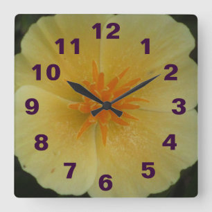 Horloge Carrée Fleur jaune de la Californie