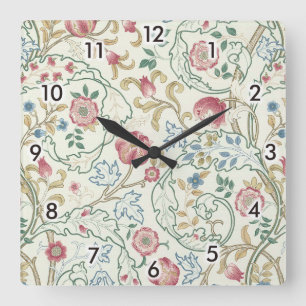 Horloge Carrée Fleur, Motif Floral, William Morris