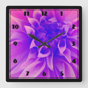 Horloge Carrée Fleur rose Macro