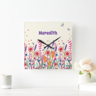 Horloge Carrée Fleur sauvage Cute tendance Inspiritisme personnal