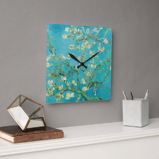 Horloge Carrée Fleurs d'amandes par van Gogh