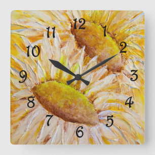Horloge Carrée Fleurs de soleil