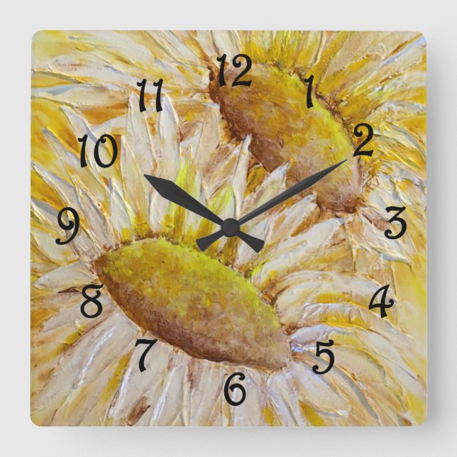 Horloge Carrée Fleurs de soleil (Recto)