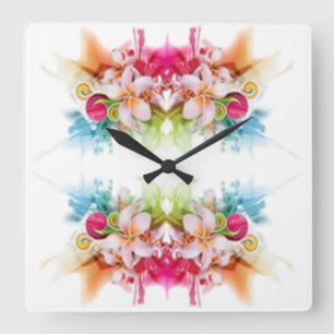 Horloge Carrée Fleurs de Styles Classiques