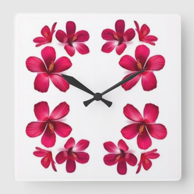 Horloge Carrée Fleurs de styles classiques (Recto)