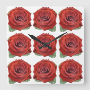Horloge Carrée Fleurs de styles classiques