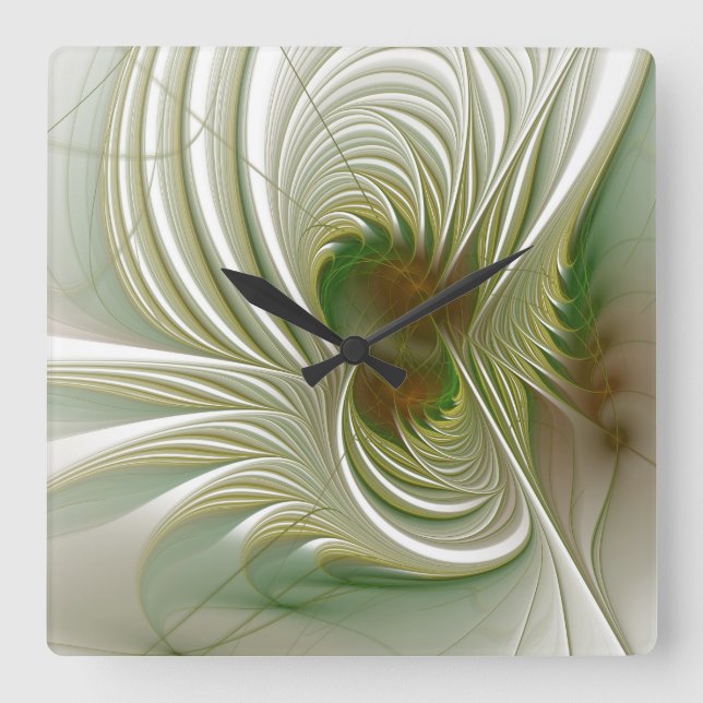 Horloge Carrée Fleurs imaginaires fractales douces et tendres (Recto)