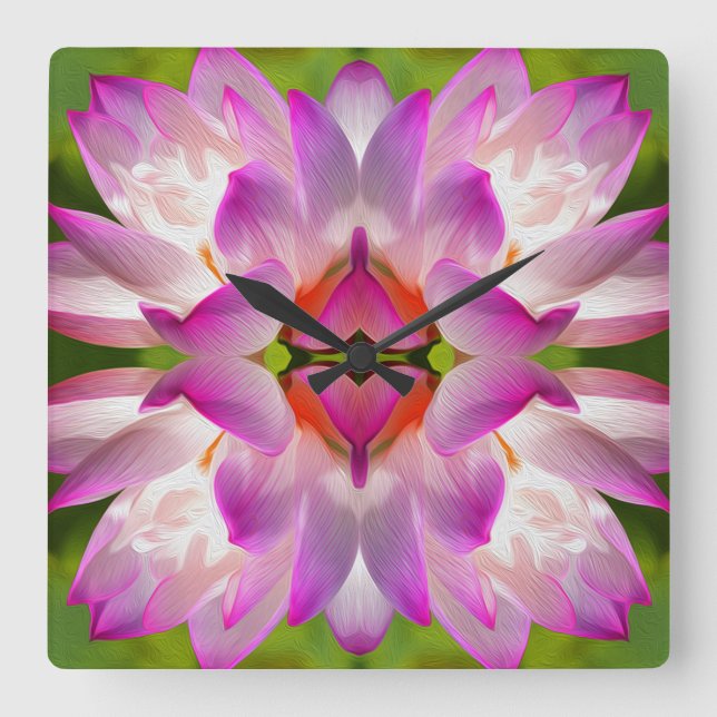 Horloge Carrée FLEUVE PURPLE - Art Fractal - (Recto)