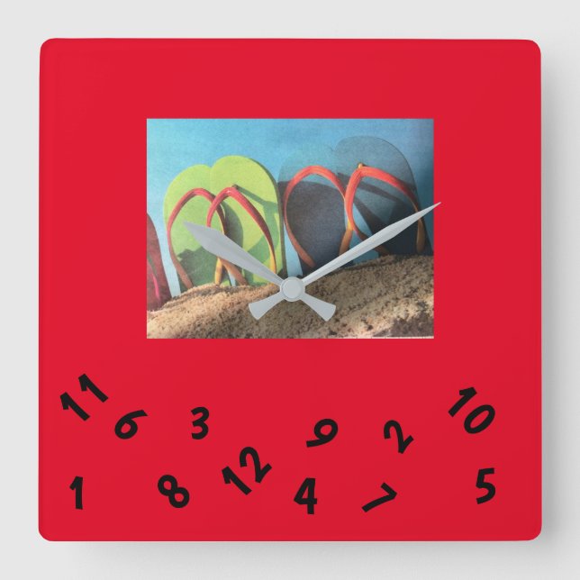 HORLOGE CARRÉE ***FLIP FLOPS*** CARRÉ WALL CLOS (Recto)