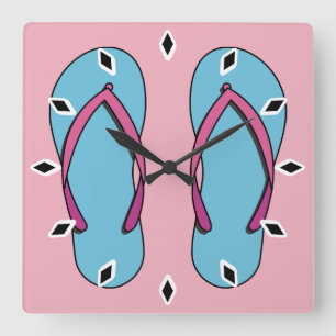 Horloge Carrée Flip Flops de plage