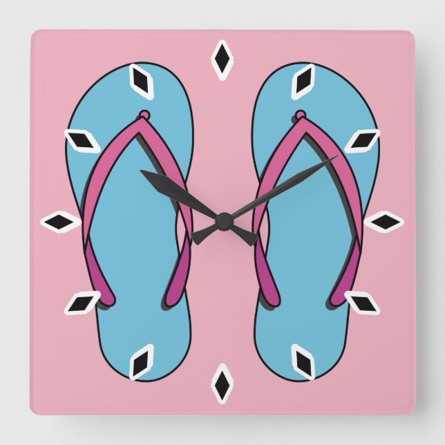 Horloge Carrée Flip Flops de plage (Recto)