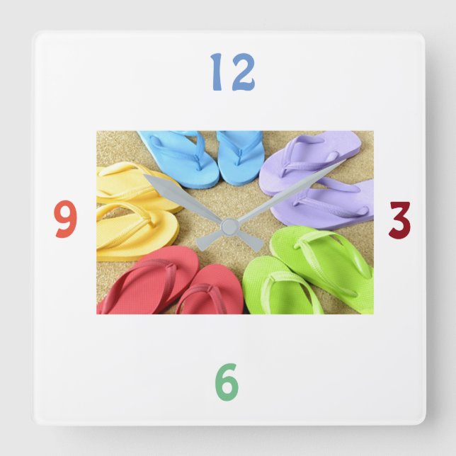 HORLOGE CARRÉE ***FLIP FLOPS GALORE*** CLOCK (Recto)