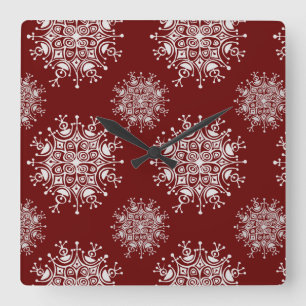 Horloge Carrée Flocons de neige de Noël vintage motif tempête de 
