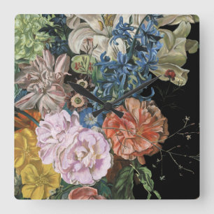 Horloge Carrée Floral baroque - Bouquet