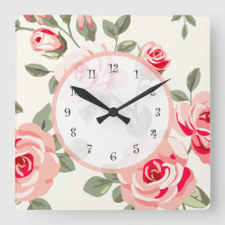 Horloge Carrée Floral Damask