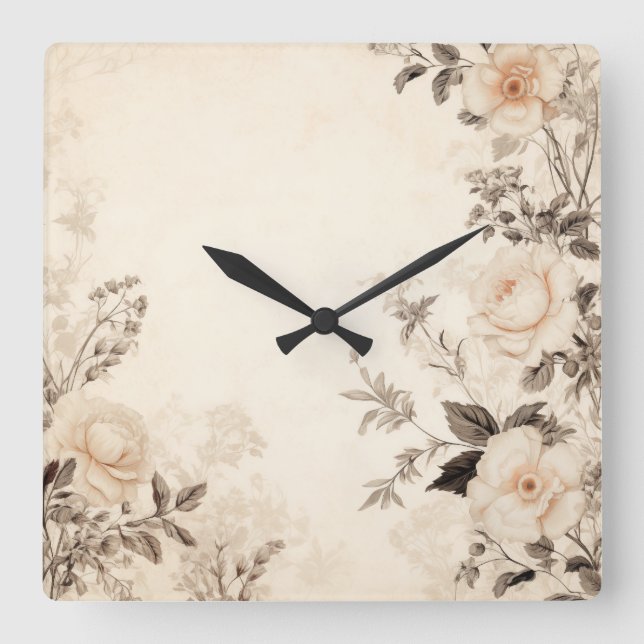Horloge Carrée Floral vintage (Recto)
