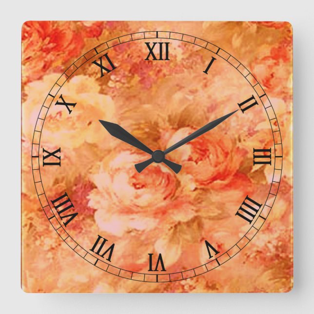 Horloge Carrée Flower Painting (Recto)