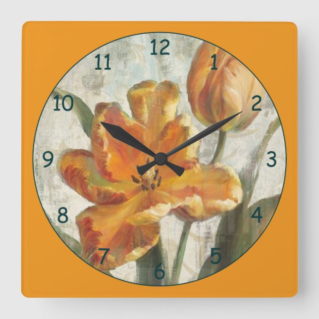 Horloge Carrée Flower Pastel Yellow (Recto)