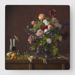 Horloge Carrée Flowers   Floral Arrangement