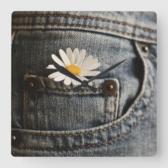 Horloge Carrée Flowers (homonymie) | Daisy in Jeans Pocket (Recto)