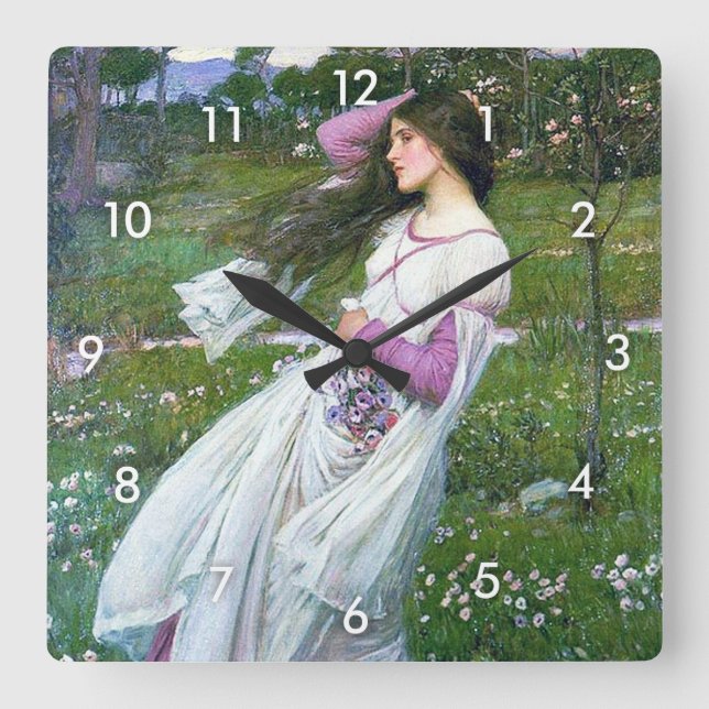 Horloge Carrée Flowers in the Wind, John William Waterhouse (Recto)