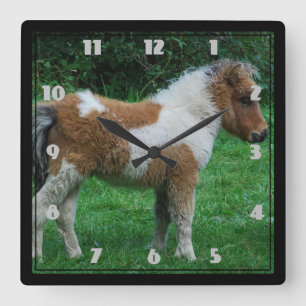 Horloge Carrée Fluffy Adorable Dartmoor Pony