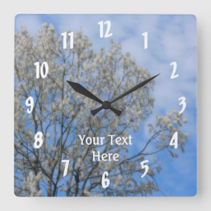 Horloge Carrée Flux de peuplier blanc Ciel bleu Nature